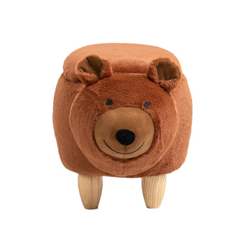 Brown Bear Animal Storage Ottoman with Wood Legs